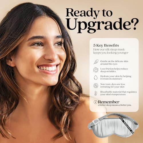 TheSleepGuard Pure Silk Sleep Mask [100% 6A Mulberry Silk, 22 Momme] Light Blocking Travel Essentials. Eye Masks for Sleeping. Black Oeko-Tex Blindfold. Eye Covers for Men & Women - color: Silver Grey