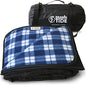 BRAWNTIDE Large Waterproof Outdoor Blanket, Extra Thick Fleece, Warm, Windproof & Sandproof, Quilted Stadium Blanket for Sports Events, Beach, Camping, Picnics, Dogs & Car, 82" x 55 - color: Plaid Blue
