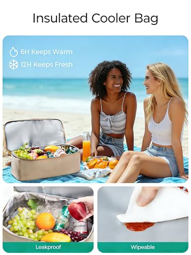 BAGSMART Beach Bag for Women, Mesh Tote Bags with Zipper, Sandproof Vacation Essentials with Cooler for Swim Cruise Pool - color: Sky Blue