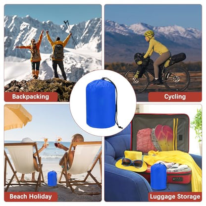 Stuff Sack [2PCS] - Waterproof Outdoor Storage Sacks Use for Backpacking & Traveling & Hiking - [Sapphire Blue-5 x 10 in/ 13 x 25 CM] Ultralight Drawstring Bags - color: Sapphire Blue