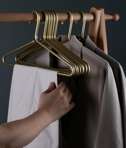 Premium Matte Gold Aluminum Coat Hangers 10 Piece Set, 16.5” Extra Smooth & Durable Metal Shirt Dress Hanger,Aluminum Alloy Hanger,Clothing Support,Clothing Hang - style: Golden Elegant Hanger（10）