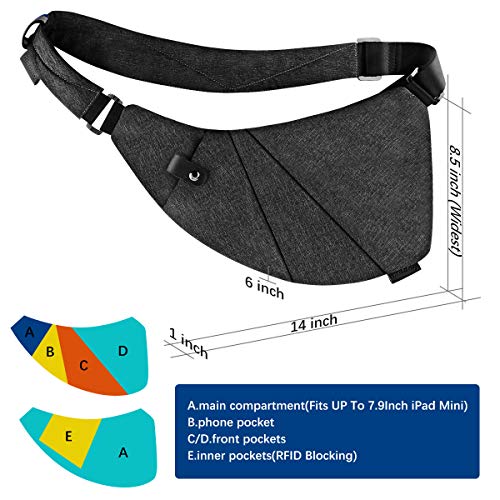 MRang Sling Crossbody Bags Trendy Travel Anti Theft Safe Purse Bags for Women Men Waterproof - color: Strap on Left Shoulder-black