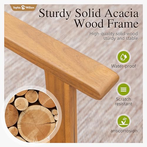 Sophia & William Outdoor Dining Set, Patio Furniture Set with Table and Chairs Set Wooden, Rattan Furniture Set of 8 Chairs and 1 Acacia Wood Rectangular Table for Yard, Garden, Porch and Poolside - size: 8 Seats