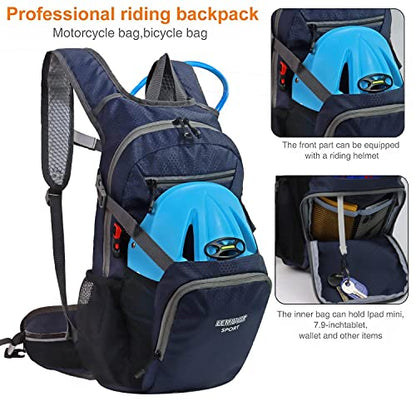 Hiking Daypack Waterproof Biking Backpack 15L Lightweight Durable Backpack for Ski Snowboarding Running MTB Cycling - color: Navy