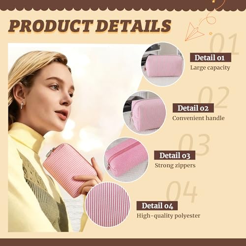2pcs Makeup Bag Travel Toiletry Bag for Women Lightweight Make Up Bag Purse Organizer Pouches Large Cosmetic Bag Small Makeup Pouch Medicine Bag Travel Essentials for Women Pink - color: pink