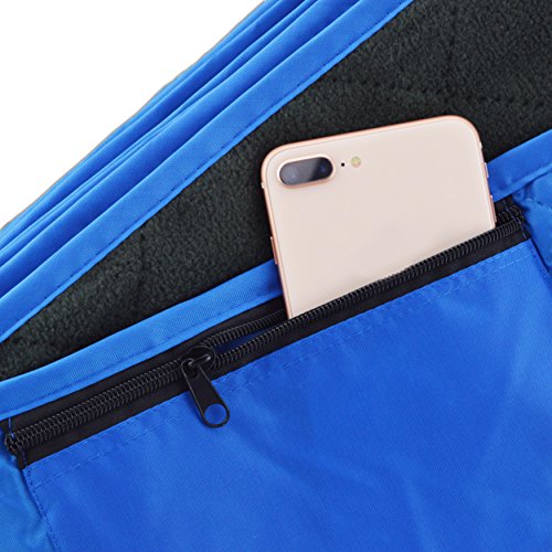 DOWN UNDER OUTDOORS Large Waterproof Windproof Extra Thick 350 GSM Quilted Fleece, or Sherpa Stadium Blanket - color: Blue