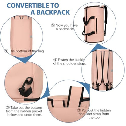 Garment Bags for Travel,50L Carry on Convertible Garment Duffle bag with Shoulder Strap,3 in 1 Hanging Suit Travel Bag with Shoulder Strap - color: Pink