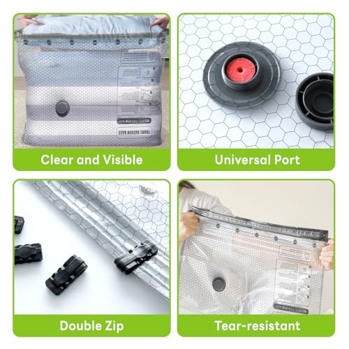 15 Pack Rechargeable Vacuum Seal Bags for Clothing with Electric Pump, Travel Vacuum Bags for Luggage, Space Saver Vacuum Storage Bags, Airtight Compression Bags in 3 Sizes - size: 15 Pack