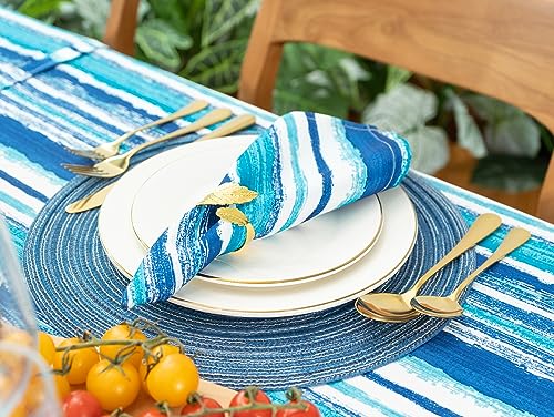 YiHomer Indoor Outdoor Tabletop for Spring Summer Decorations, Picnics and Dinner Parties - Stain and Water Resistant, Crayon Art (Ocean), Tablecloth, 60 x 120 Rectangle - size: 120" x 60" (Rectangular)