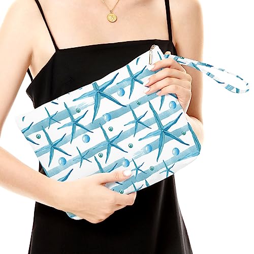 Fokongna Wet Bag Travel Wet Dry Bag for Swimsuit Beach Pool Diapers Dirty Yoga Gym Clothes Zipper Pouch for Women Sister Friends Ocean Sea Shells Beach Starfish Gifts - color: Starfish & Bubbles