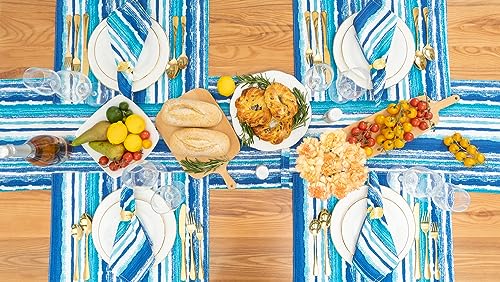 YiHomer Indoor Outdoor Tabletop for Spring Summer Decorations, Picnics and Dinner Parties - Stain and Water Resistant, Reversible Placemat Set, 13 x 19, Crayon Art (Ocean) - size: 13" x 19" (Placemats, Set of 6)