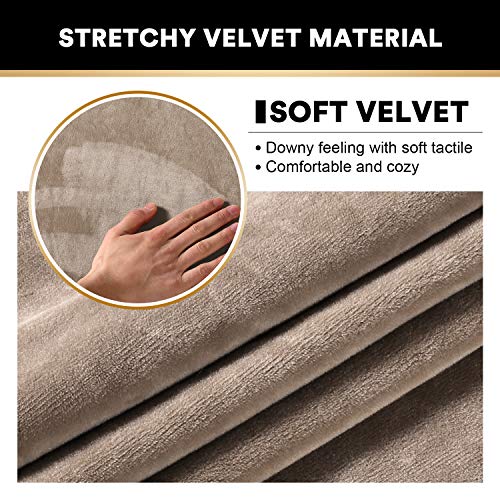 PrinceDeco 2 Pack Thick Velvet Stretch Armrest Covers for Chairs and Sofas Armchair Covers for Arms Couch Arm Cover Armrest Cover for Sofa Non Slip, Taupe - color: Taupe