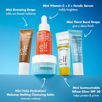 e.l.f. SKIN Best & Obsessed Skincare Kit, Travel-Size Makeup Remover, Sunscreen & Brightening Serums For Glowy Skin, Vegan & Cruelty-Free - style: Best & Obsessed Skincare Kit
