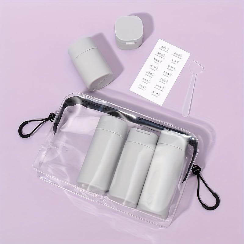 5pcs Travel Cream Dispenser Bottles Set Travel Bottles Toiletry Containers Set, TSA Approved, Travel Essentials - color: Light Grey