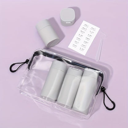 5pcs Travel Cream Dispenser Bottles Set Travel Bottles Toiletry Containers Set, TSA Approved, Travel Essentials - color: Light Grey
