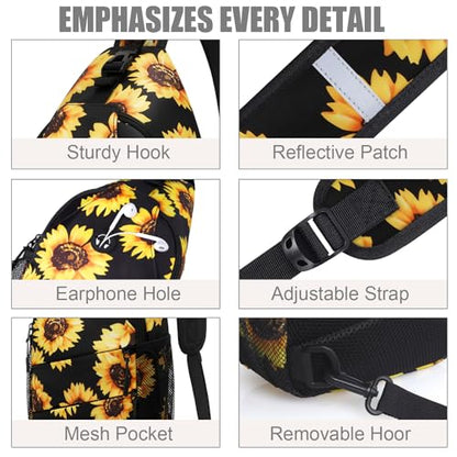 Pritent Crossbody Bags for Women Men Trendy Sling Bag Backpack Casual Chest Bag with Convertible Shoulder Strap - color: Sunflower, size: Medium