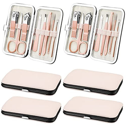 Hanaive 6 Set Manicure Set 48 Pcs Nail Clippers Pedicure Kit Gift for Fathers Day 8 in 1 Stainless Steel Grooming Kit Professional Nail Care Tools with Luxurious Travel Case for Men Women(Rose Gold) - color: Rose Gold