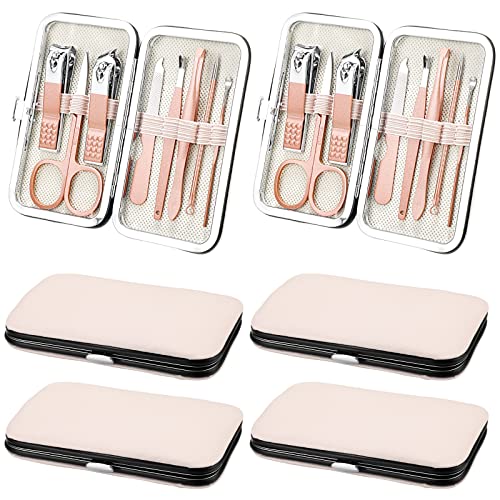 Hanaive 6 Set Manicure Set 48 Pcs Nail Clippers Pedicure Kit Gift for Fathers Day 8 in 1 Stainless Steel Grooming Kit Professional Nail Care Tools with Luxurious Travel Case for Men Women(Rose Gold) - color: Rose Gold
