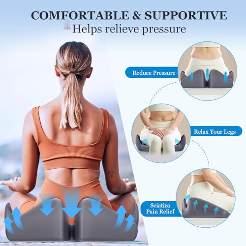 Office Chair Cushion, Large Breathable Ergonomic Seat Cushion – Pressure Relief for Tailbone/Sciatica/Back Pain from Long Sitting, Memory Foam Pad for Desk Chairs, Office Chairs & Long Trips - size: 20*16*5.8