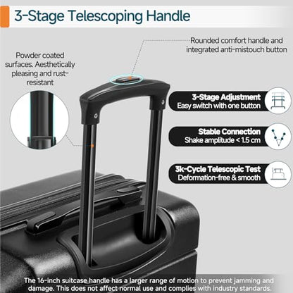 Hoteel Luggage Sets 5 Piece, 4-Yr Warranty, PC+ABS Hard Shell Expandable Suitcases with Wheels, TSA Aproved Lock and Carry on Bags, Travel Suit Case Set for Men and Women(5-Piece, Black) - color: Black, size: 5 Piece Set (Expandable 20&24&28/DB/TB)