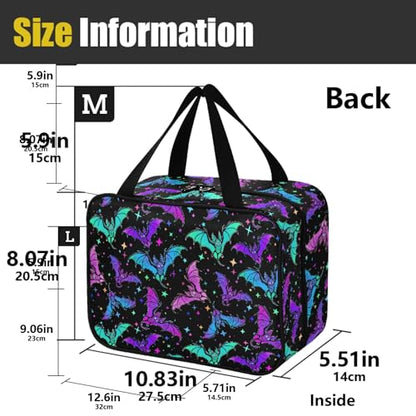 MNSRUU Hanging Toiletry Bags for Women Travel, Gothic Halloween Luminous Bats Toiletry Organizer Portable Travel Toiletry Bags Clear Wash Bags Makeup Bag Cosmetic Bag - color: Halloween Theme 092