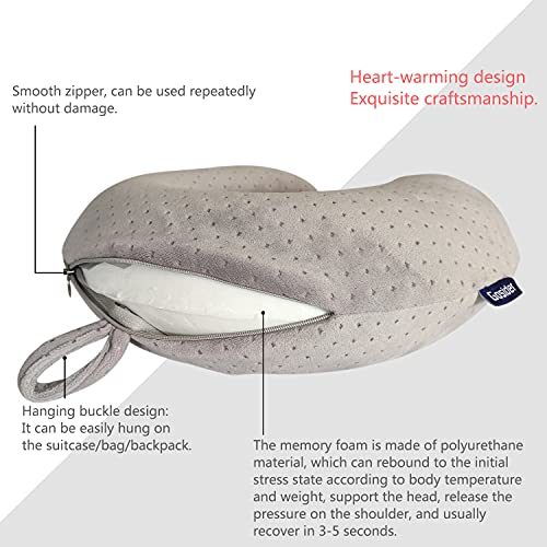 Memory Foam Travel Pillow, Comfortable Travel Neck Pillow U Shape, Support Neck and Head to Relieve Fatigue, Portable Neck Pillow Suitable for Planes, Trains, Self-Driving Cars - color: Gray