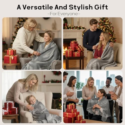 Travel Blanket Airplane - Ultra Soft & Lightweight Knit Design Compact Airplane Blanket,53x72 Inch,Stylish Travel Shawl Wraps for Flights,Office,Home Use,Travel Essentials & Gifts - color: Grey Wheat Print