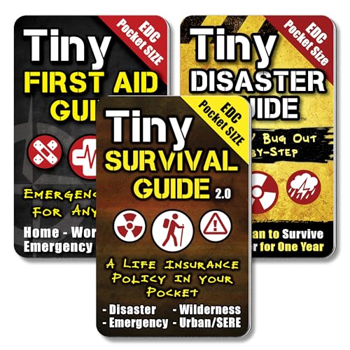 Tiny First Aid, Disaster & Survival Guide Set – Pocket Emergency Preparedness Handbooks for Safety, Crisis Response & Natural Disaster Readiness (3-Pack) - style: 1 First Aid Guide + 1 Disaster Guide + 1 Survival Guide