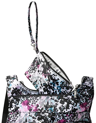 Baggallini Crossbody Travel Bag 11x8.5 Lightweight Water-resistant Nylon Handbag - color: Abstract Cheetah