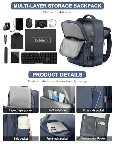VGCUB Carry on Travel Backpack for Women Men Large Laptop Gym Work Frontier Airlines Personal Item Bag Business Airport Lightweight Backpack Flight Approved Mochilas de Viaje Grey Blue - color: Grey Blue, style: Large