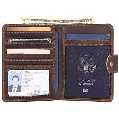 Polare Luxury RFID Blocking Leather Passport Holder Travel Wallet For Men and Women (Dark Brown(Snap Version)) - color: Dark Brown(Snap Version)