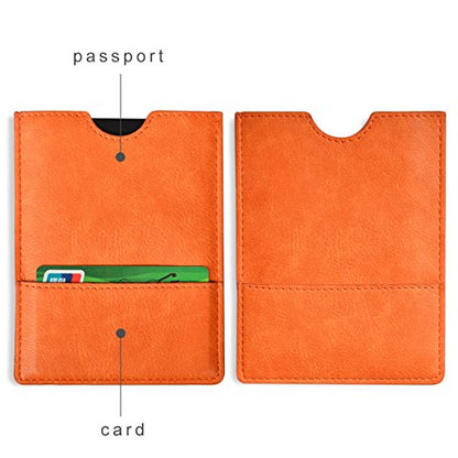 XEYOU Passport Holder Cover - Ultra Slim Premium Vegan Leather Travel Wallet Case Cover (Orange) - color: Orange