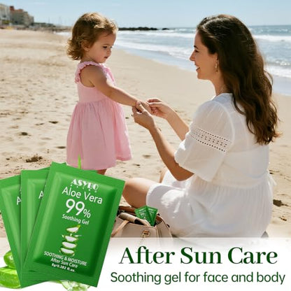 30 Pack Natural Aloe Vera Gel -99% Pure Moisturizing Aloe Vera, Soothing and Hydrating, Sunburn and Scar Repair, Portable Travel Size, After Sun Care for Face Body Hair