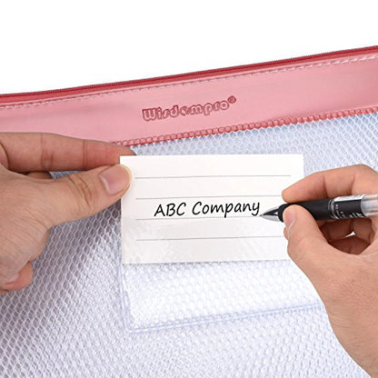 Wisdompro Zipper Pouch, 4 Packs Durable Letter Size Waterproof Mesh File Bag, Document Organizer - Pink/Blue - color: Pink/Blue