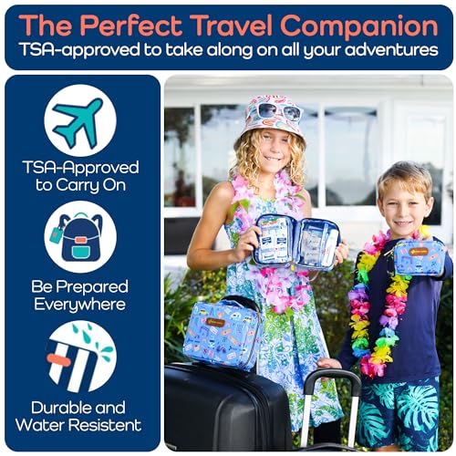 KeepGoing Travel First Aid Kit for Kids – 130 Pc. for Car, Home, Purse, Diaper Bag & Backpack with Latex-Free Bandages - Mini First Aid Kit Travel Size TSA-Approved