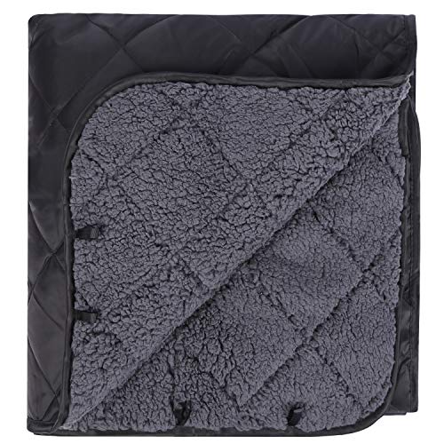 REDCAMP Large Warm Blanket with Sherpa Lining, Cold Weather Outdoor Blanket Windproof for Camping Stadium, Machine Washable 79"x 79" - color: 79"x 79" Black