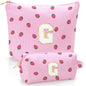 Personalized Initial Makeup Bag,Strawberry Print Preppy Cosmetic Toiletry Travel Bag,Trendy Letter Makeup Pouch for Teen Girls and Women,Holiday & Birthday Gift,2 Pack (G, Pink Strawberry) - style: G