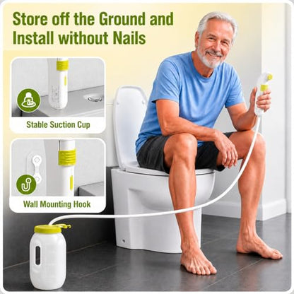 Portable Bidet for Travel – Electric High Pressure Rechargeable Bidet for Women & Men, 2.5L Bottle, 1600mAh Battery, 1300ML/min Strong Flow, Waterproof Personal Hygiene Sprayer for Travel & Home