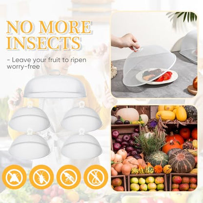 Hicarer 8 Pcs Metal Mesh Screen Food Cover for Outdoors Set Including Extra Large 18.5 in Mesh Food Tents and 11 in Large Dome Picnic Covers to Keep Bugs Away (White) - color: White