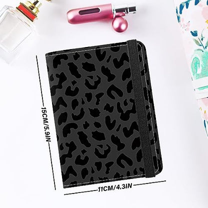 Cute Passport Holder and Holder Combo Passport Cover with RFID Blocking Women Men Compatible Wallet Credit Card Protector(Black Grey Leopard Cheetah Pattern) - color: Black-D2