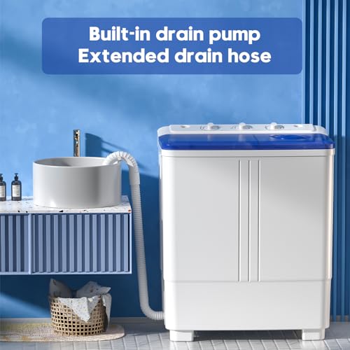 Auertech Portable Washing Machine, 20lbs Twin Tub Washer Mini Compact Laundry Machine with Drain Pump, Semi-automatic 12lbs Washer 8lbs Spinner Combo for Dorms, Apartments, RVs - size: 20lbs Capacity