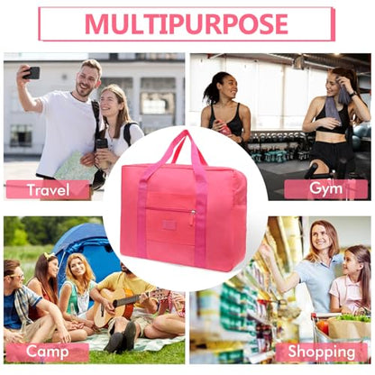 Travel Duffel Bag Lightweight Foldable Travel Bag for Women and Men Waterproof Tote Carry On LuggageWeekender Overnight Bag (Red+Black) - color: Red+Black