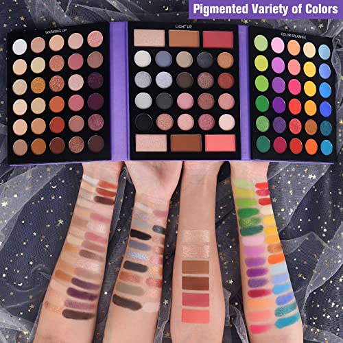 UCANBE Eyeshadow Palette with 15Pcs Brushes Makeup Set, Pigmented 86 Colors Make Up Sets Valentine's Day Gift, Matte Shimmer Glitter Eye Shadow Pallet Highlighter Contour Blush Powder Brush Beauty Kit - color: Palette B + Black Brush