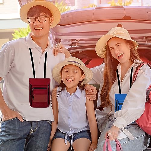 sundee Travel Neck Wallet with Double Zippers, RFID Blocking Passport Holder with Adjustable Neck Strap for Men and Women to Keep Cash, Credit Cards and Travel Documents Safe - Red - color: Red