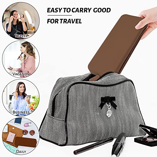 Sakolla Travel Makeup Brush Holder, Silicone Makeup Bag with Zipper Pouch Holder Case for Organizing Cosmetics Pencils Daily Work（brown） - color: Regular Brown