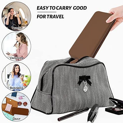 Sakolla Travel Makeup Brush Holder, Silicone Makeup Bag with Zipper Pouch Holder Case for Organizing Cosmetics Pencils Daily Work（brown） - color: Regular Brown