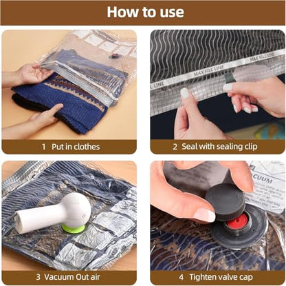 15 Pack Vacuum Compression Bags for Travel, Carry-on Size Seal Packing Cubes for Luggage,Vacuum Storage Bags, Space Saver for Clothes 80% for Travel & Home(No pump) - style: 15 Vacuum Bags