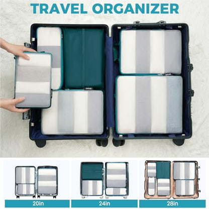 BAGAIL 6 Set Ultralight Compression Packing Cubes Packing Organizer for Travel Accessories Luggage Suitcase Backpack - color: Teal40D, style: Mesh Pattern