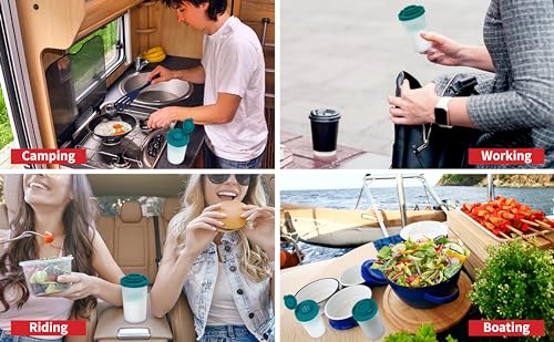 SIGNORAWARE Salt and Pepper Shakers Moisture Proof Set of 2 Large Salt Shaker to go Camping Picnic Outdoors Kitchen Lunch Boxes Travel Spice Set Clear with Teal Covers Lids Plastic Airtight Dispenser - color: Teal