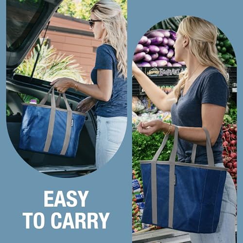 CleverMade EcoBasket Collapsible Tote Basket – Reusable Grocery Tote - color: Gray/Black, size: 30l - 1 Pack